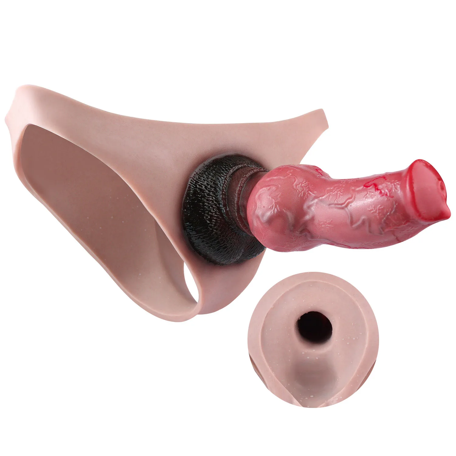 FAAK Strapon Big Knot Fantasy Dog Hollow Dildo Silicone Panties Sex Toys For Men Horse Penis Sleeve Cock Extender Enlargement