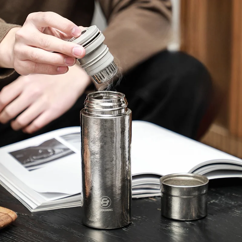 

Fugang Pure Titanium Insulated Cup High Capaci Tea Water Separation Men Women Version Large Capaci Tea Brewing Cooling Cup