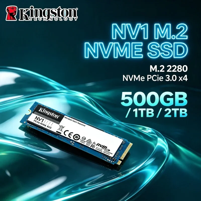 Kingston NV1 M.2 2280 PCIe NVMe SSD 500GB 1TB 2TB Unidade de Estado Sólido Interna Rápida para Notebook, Desktop e Computador de Escritório