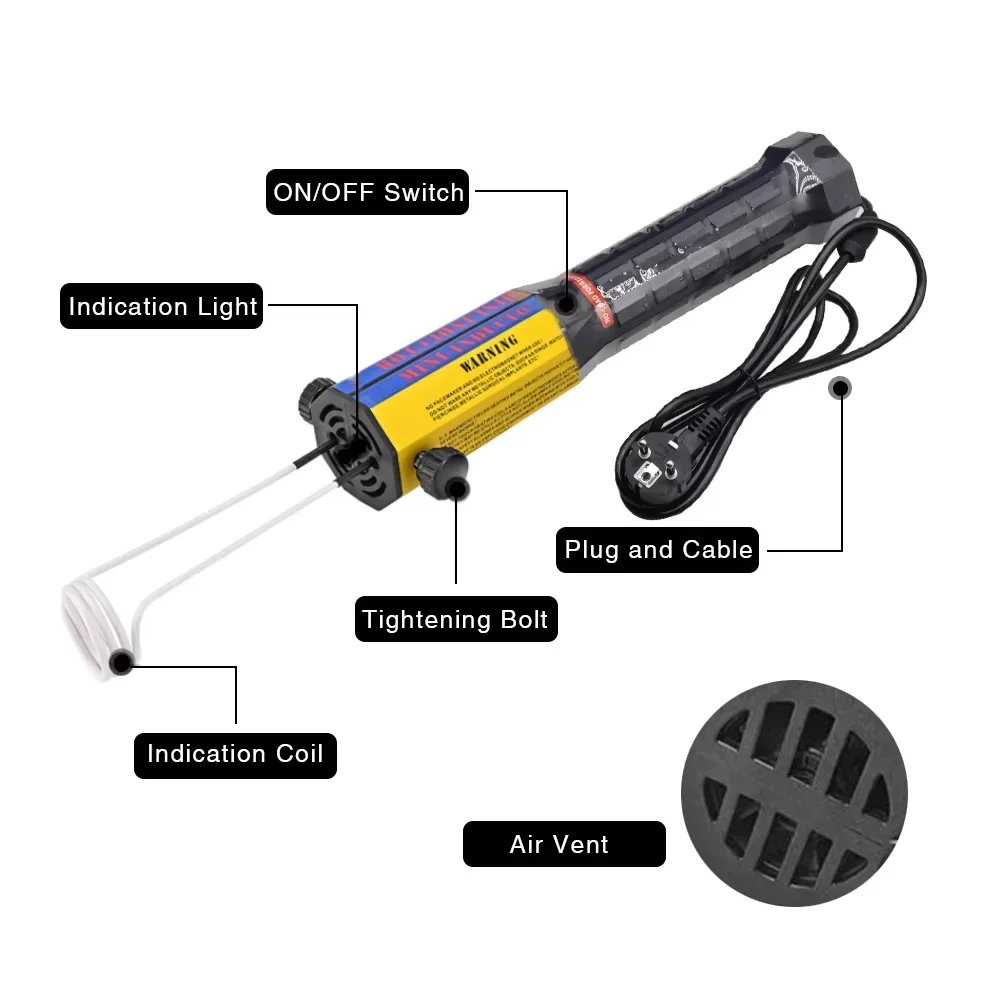 Magnetic Induction Heater Kit 1000W Induction Heater Bolt Removal for Rusty Screw Removing with 8 Coils Bolt Removal Tool