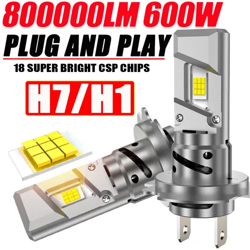 Imagen 1 del producto Faro LED H7 H1 CANBUS para coche, luces automáticas de alta potencia, Mini foco inalámbrico, ventilador Turbo, lámpara antiniebla LED 360, Plug & Play 12V