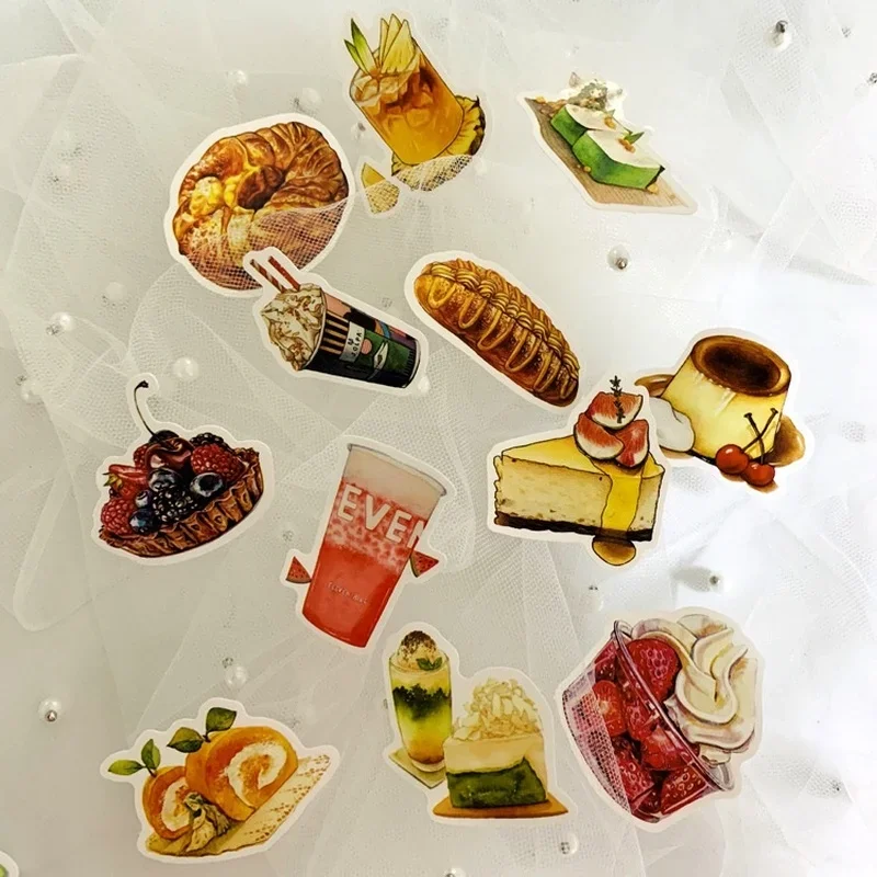 1Sets=33PCS Cute Fresh Afternoon Tea Dessert Food Sticker Notebook Waterproof PVC Sticker