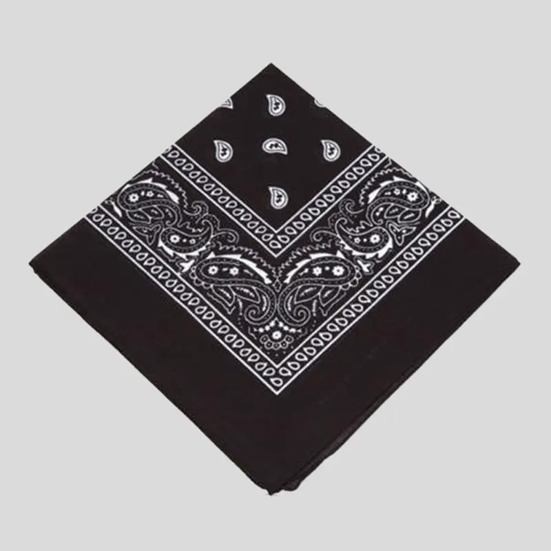 1 Black Amoeba Printed Square Scarf With Cashew Flower Headscarf Street Dance Hiphop