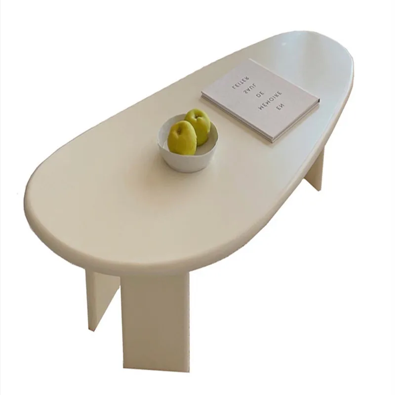 

Nordic mousse cream style coffee table oval simple modern ins table medieval homestay Korean coffee table