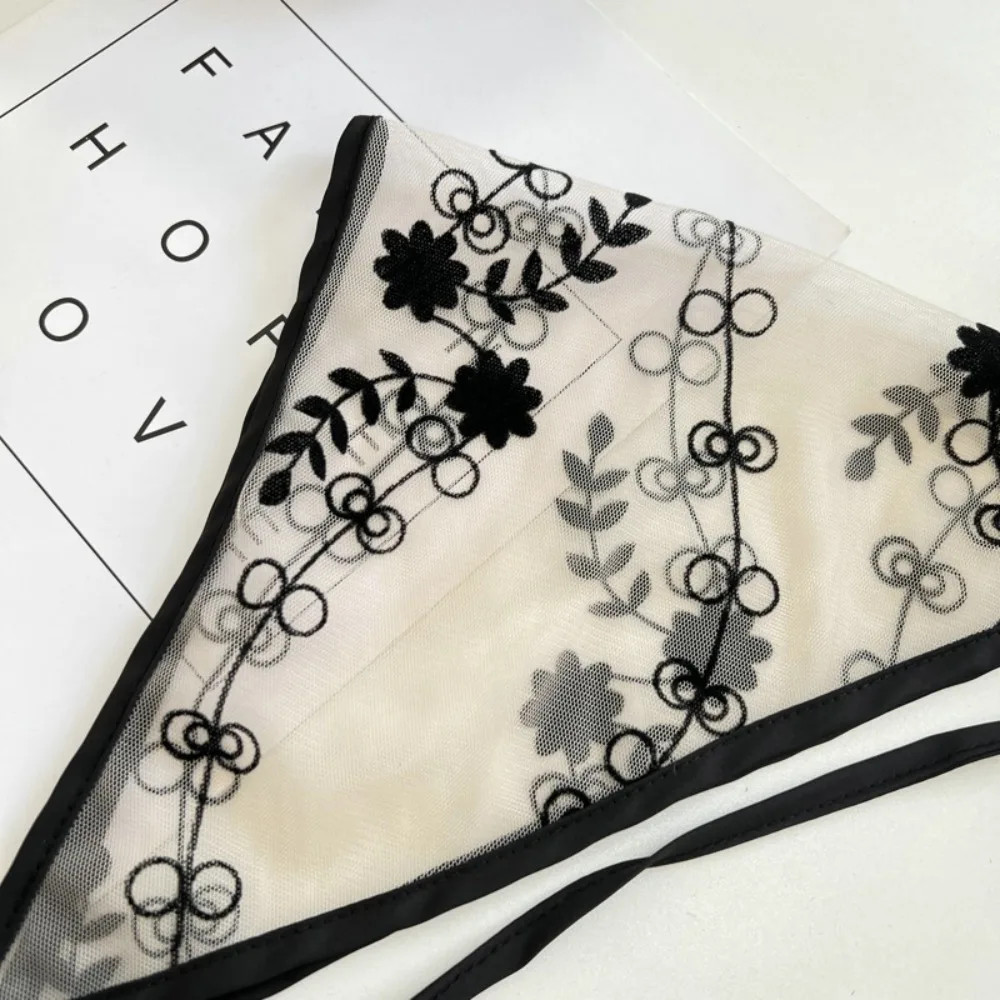 الدانتيل مطرز زهرة وشاح الشعر للنساء ، رقيقة الثلاثي التفاف الرأس ، حلوة زهرة وشاح الرأس ، أزياء السيدات الشريط #3