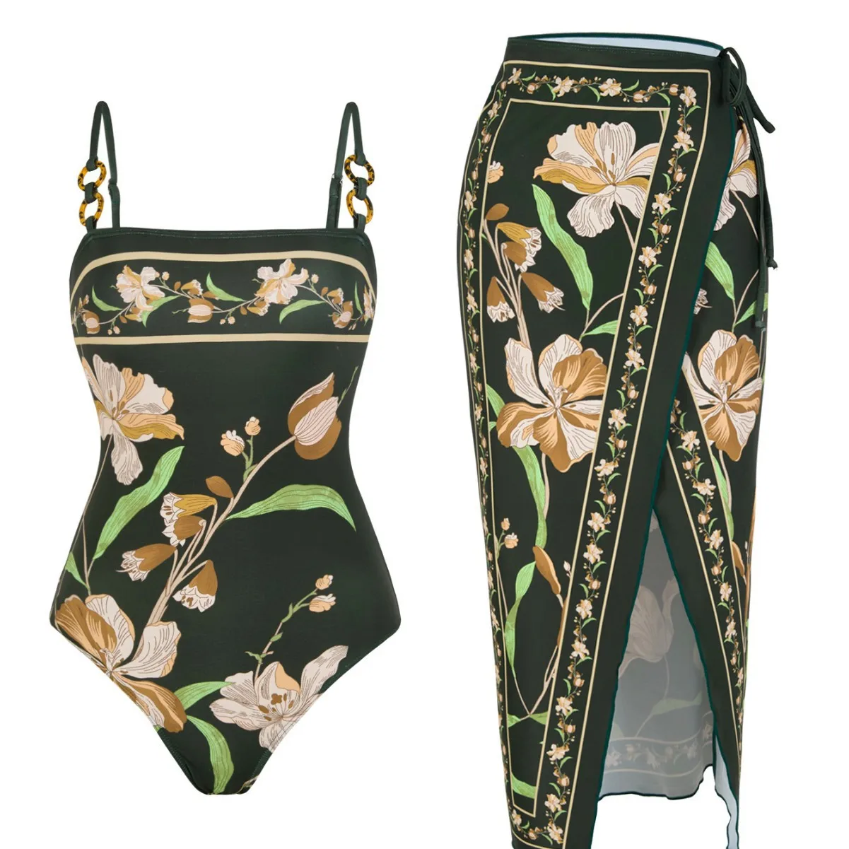 

2025 цельный костюм бикини во французском стиле ретро для женщин, консервативный пляжный купальник с прикрытием живота, модный накидка