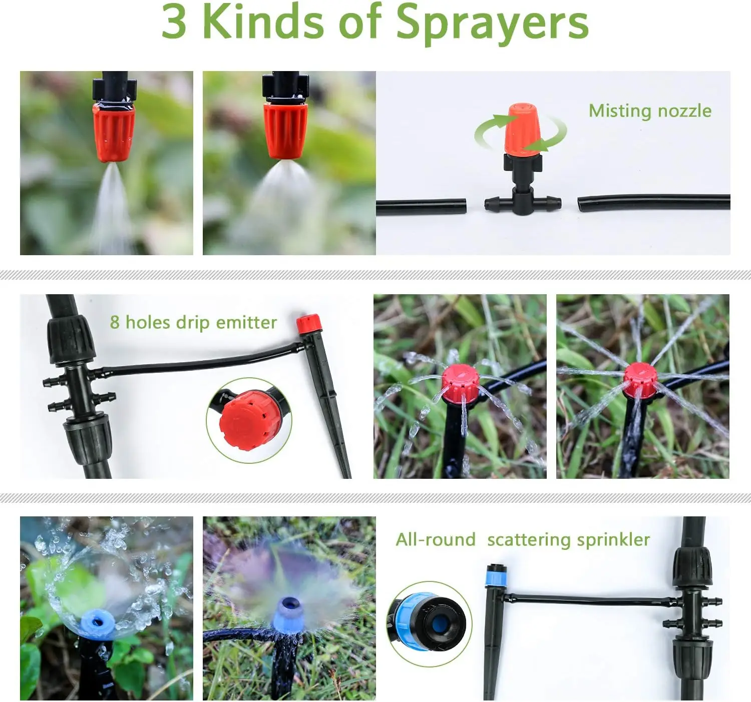 226FT Greenhouse Micro Drip Irrigation Kit Automatic Irrigation System Patio Misting Plant Watering System