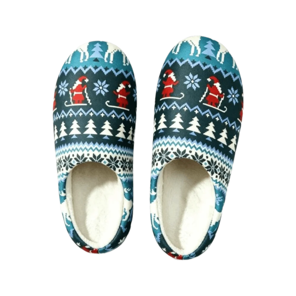 Cartoon Cute Santa Claus Christmas Plush Slippers Reindeer Tree House Shoes Warm Non-Slip Winter Slippers Christmas