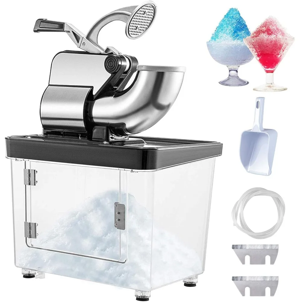 

Commercial Ice Crusher, 300W Electric Snow Cone Machine with Dual Blades, Stainless Shaved Ice Machine with Safety On/Off Switch