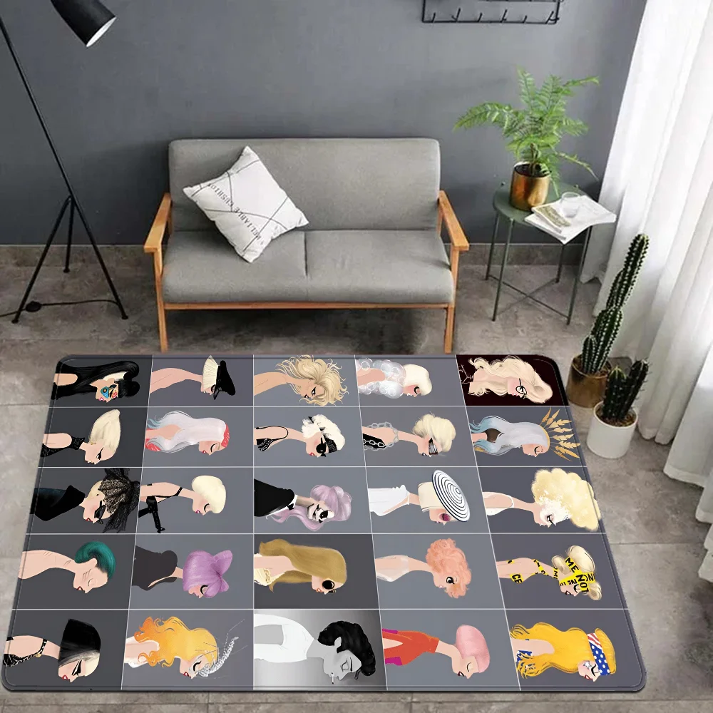 

Коврик для пола Singer L-Lady Gaga, нескользящий, впитывающий воду, длинная полосатая Подушка, коврик для спальни, Alfombra