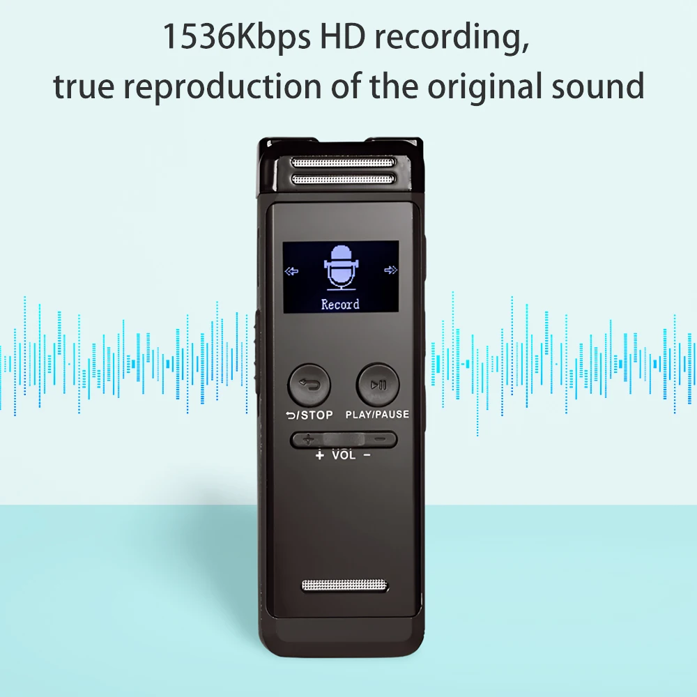 32G Digital Voice Recorder Activated Record Playback MP3 Music Player with Mic and Speaker 1536KBPS HD Recording Support Passwor