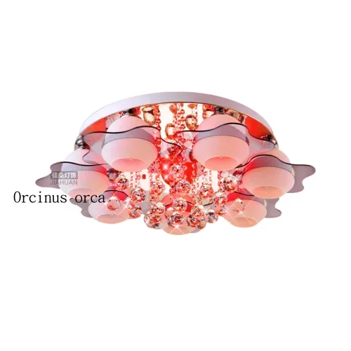 Led living room crystal lamp ceiling lamp color changing circle bedroom lamp dining room lamp study household lamp