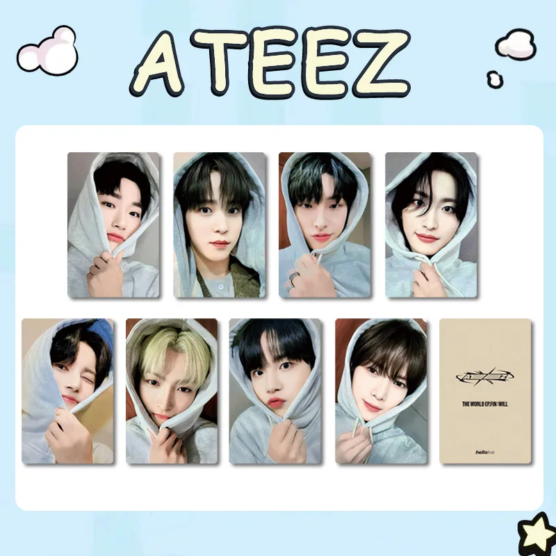 KPOP ATEEZ 8 pièces/ensemble carte photo spéciale de haute qualité INS Style Double face impression carte LOMO SAN MINGI YUNHO YEOSANG Fans cadeaux