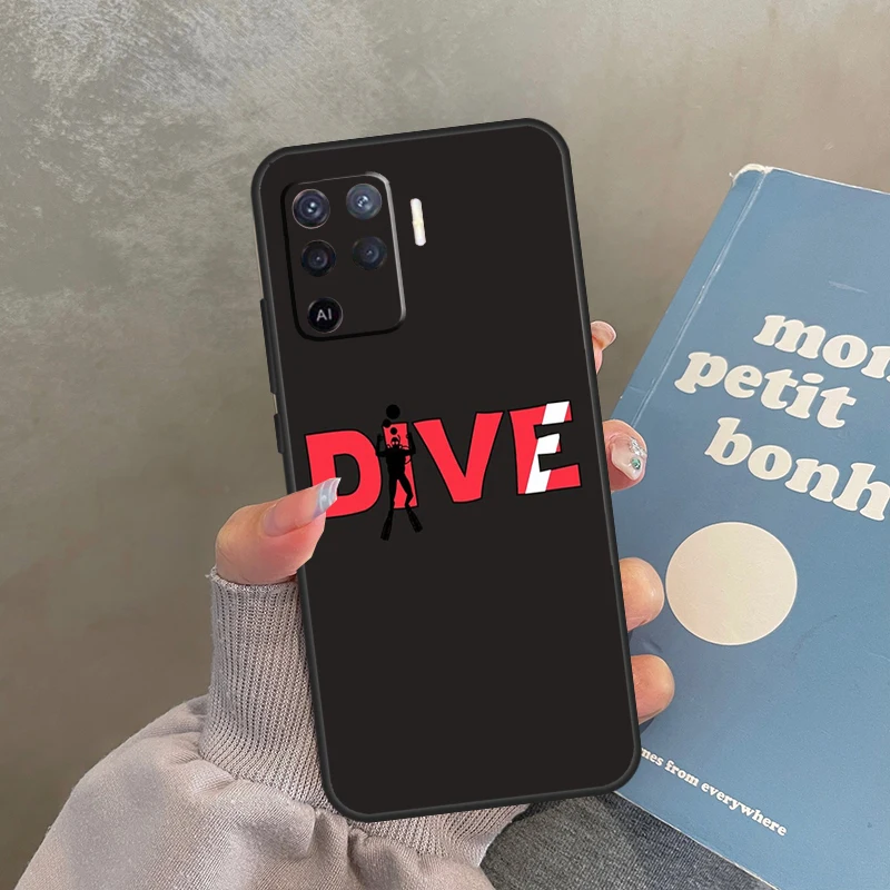 Dive Scuba Diver Shark Diving Flag Case For OPPO A54S A57S A96 A76 A16 A5 A9 A15 A54 A74 A94 A78 A98 A17 A77 A52 A72 A93 A53S