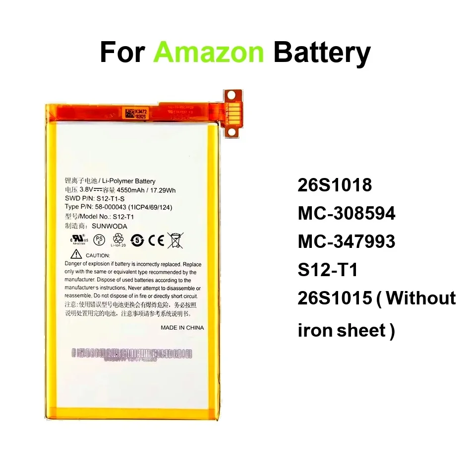 

26S1015 ( Without Iron Sheet ) MC-347993 26S1018 For Amazon Kindle Fire 4TH 5TH HD7 4 7 HD 6TH 7TH 8" X7 10.1 Battery