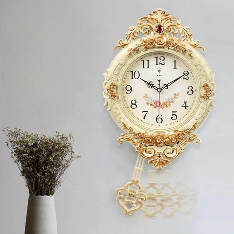 European Wall Clock for Living Room, Atmosphere, Luxury Household Quartz Clock, Creative Decorative Hanging Watch, Craft Decorat