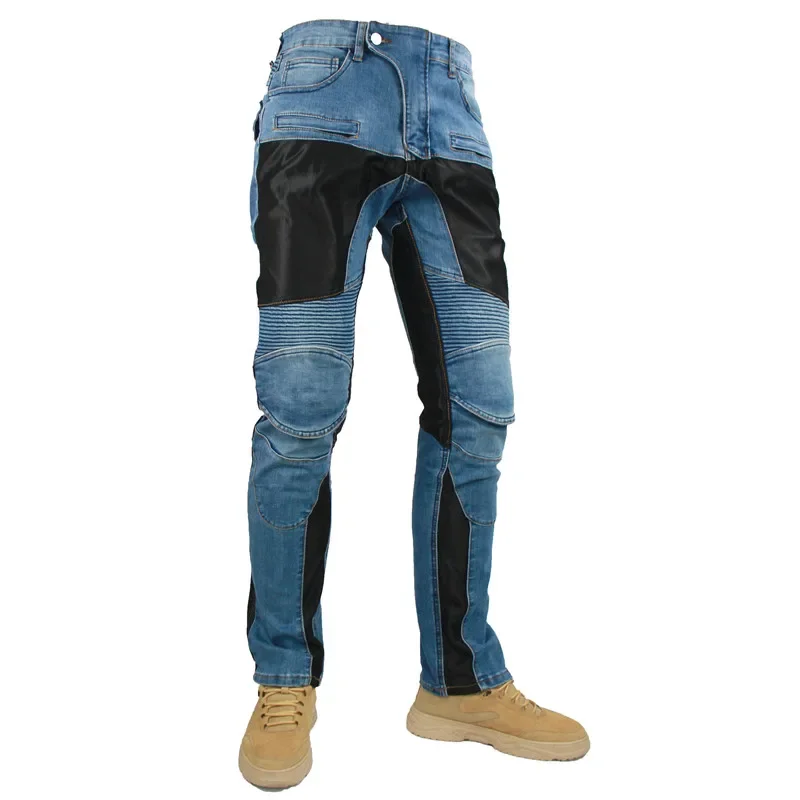 

PK719 Black Blue Motorcycle Riding Jeans summer riding with Knee Hip Pads Motocross Racing Pants Motorbike Cycling Trousers