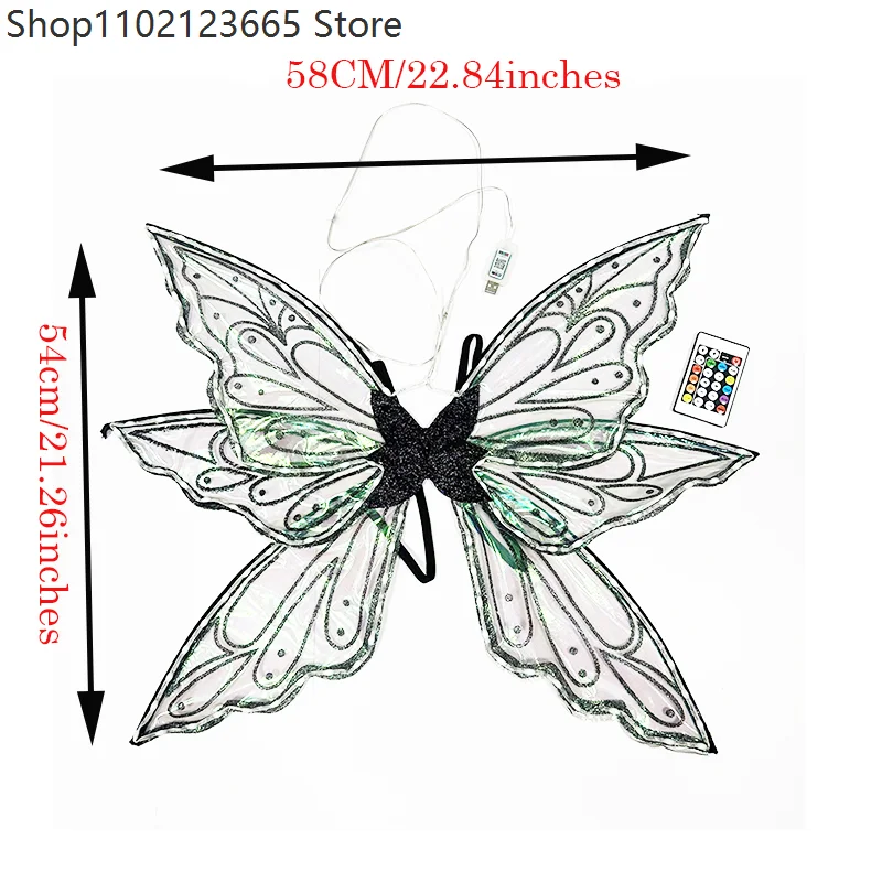 Colorful Led Butterfly Wings Adults Luminous Stage Performance Cosplay Belly Dance Costume Accessory For Party And Night Show - view 6