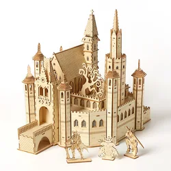 3D Lost Castle Wooden Assembly Model Kit, puzzle DIY, brinquedos artesanais, kits de construção, brinquedo de madeira para crianças e adultos