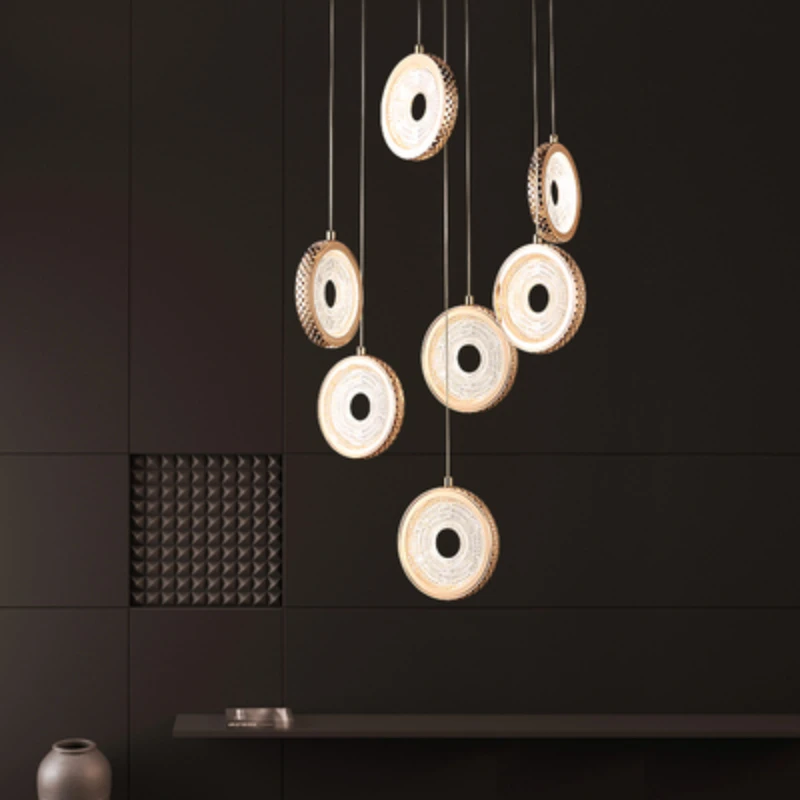Luxury Small Chandelier Gold Home Decor Nordic Restaurant Bedroom Dining Living Room Bar Hanglamp Long Plate Led Pendant Light image 4