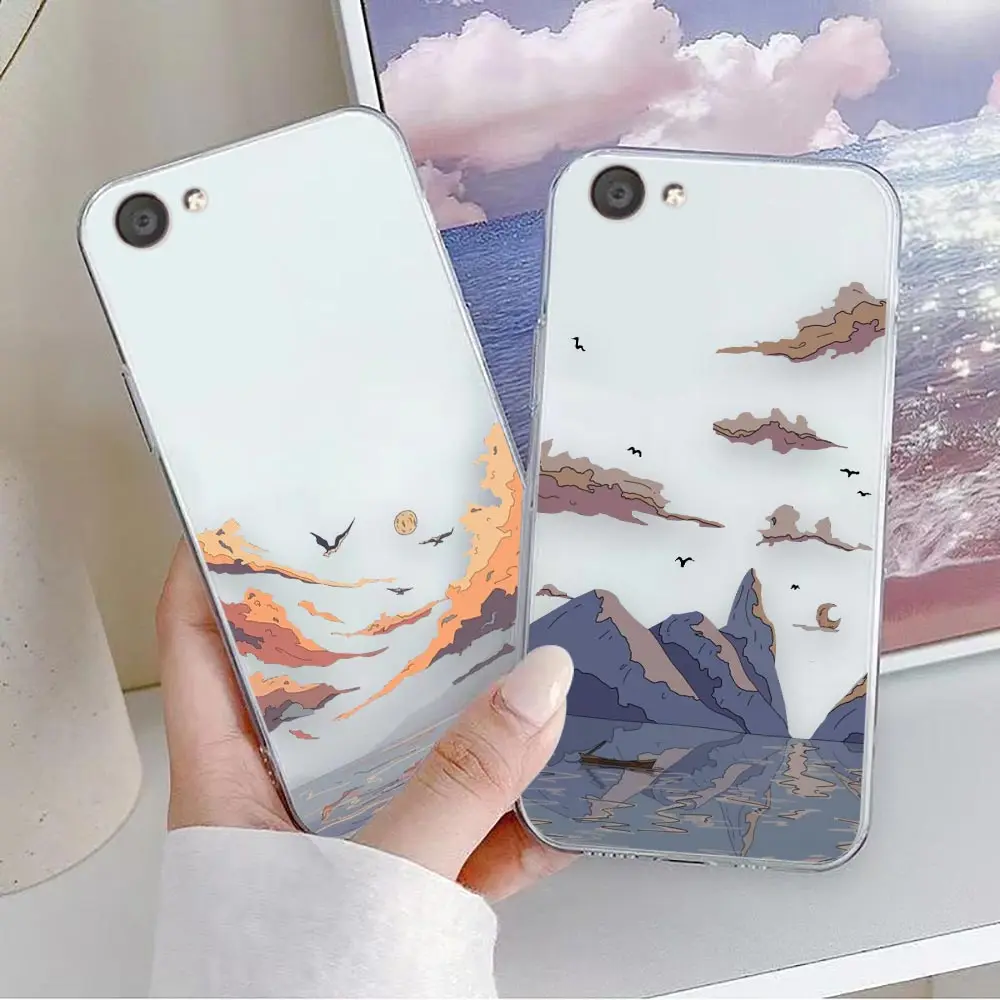 Case For VIVO Y30 Y32 Y33S Y50 Y51S Y52S Y53S Y55S Y66 Y77 Y93 Y95 Y97 V20 V21 5G 4G Case Japan Anime Hand Painted House Scenery