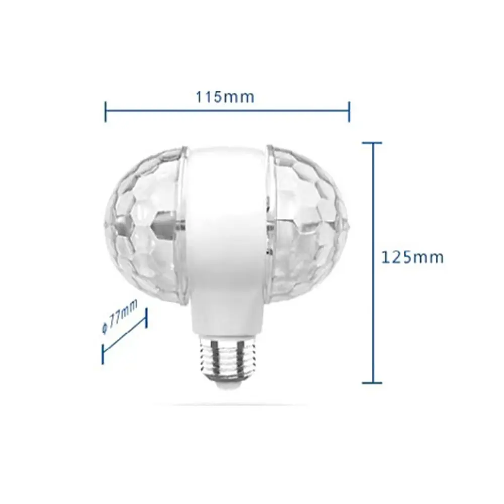 6W AC85-265V E27 LED Bulb Dual Head Auto Rotating Crystal Strobe RGB Lamp Portable Creative DJ Stage Lamp Bulb Halloween