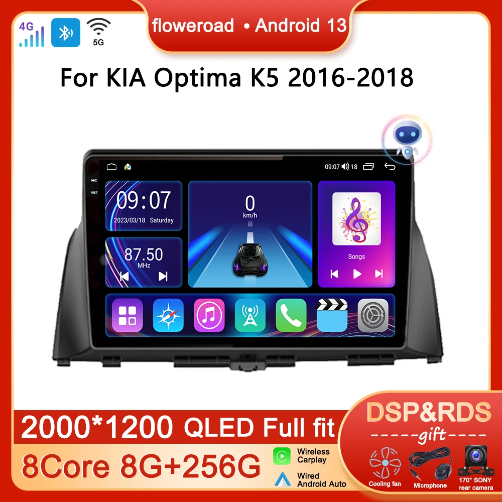 

Auto Car Radio Android For KIA Optima K5 2016-2018 Multimedia Player Automatic Carplay Navigation GPS Stereo WIFI BT Video 2 din