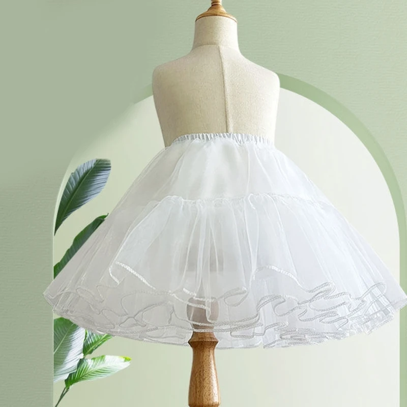 Elegant Women Petticoat Short Bubble Skirt with Ruffled Hem Fashion Underskirt Girls Half Slip Princess Dress Accessory