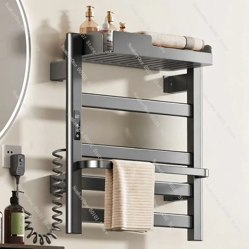 2026 New Washable Oxidized Shelf Towel Warmer Rack Smart Timer Heated Rail Bathroom Dryer Organizer Home