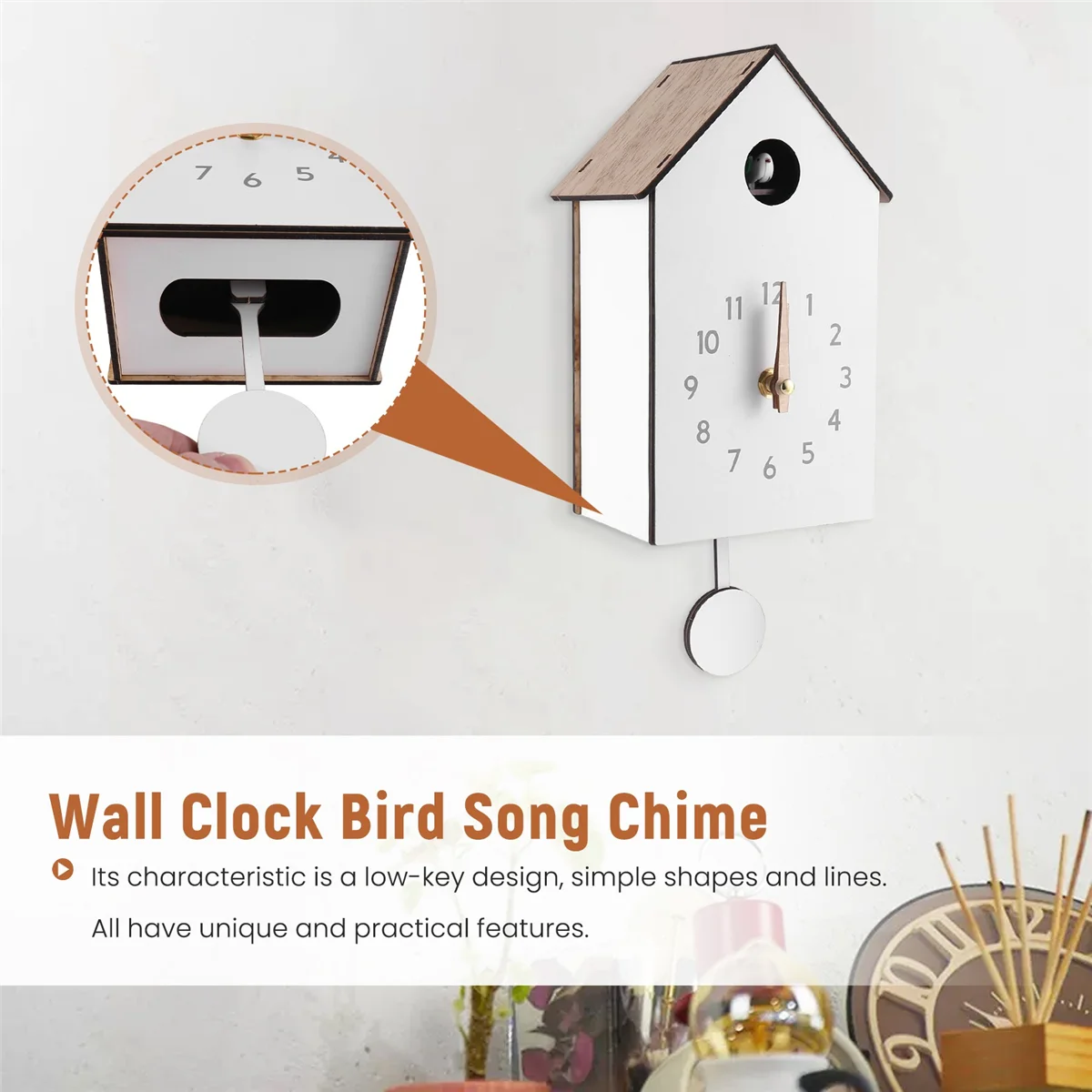 Reloj colgante de pared de cuarzo con diseño de pájaro de cuco moderno, reloj de pared de cuarzo con temporizador para decoración del hogar y la Oficina