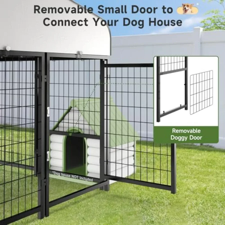 Уличная питомник для собак с крышей и кормушками Съемная дверь для собак Сознительная конструкция для средних и маленьких собак Квадратный корпус для домашних животных