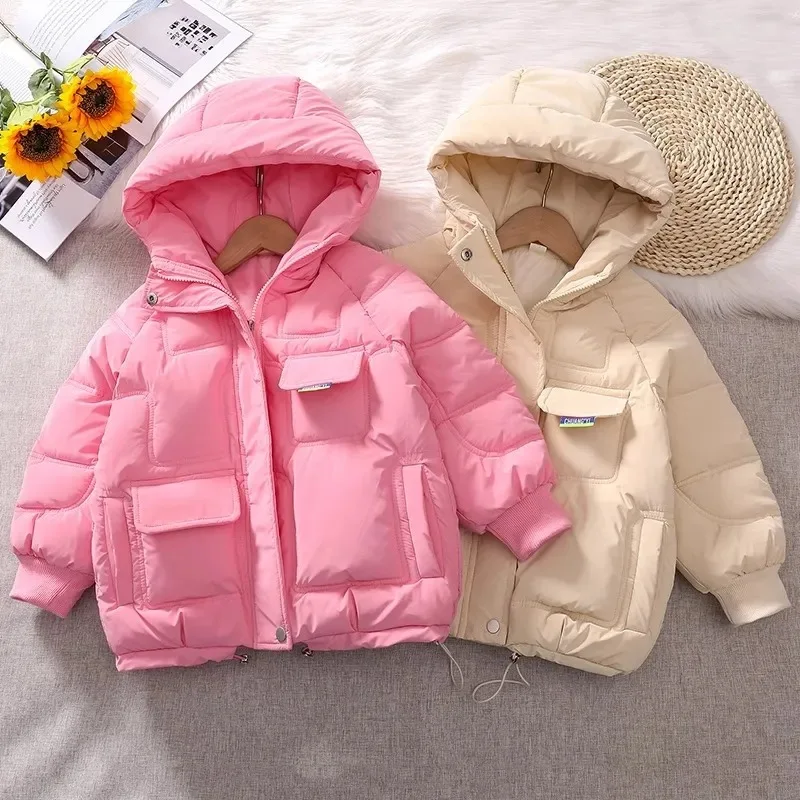 

Cotton-padded winter coat for girls 5-14 years old 2024 new style of down padded jacket with hooded cotton-padded jacket