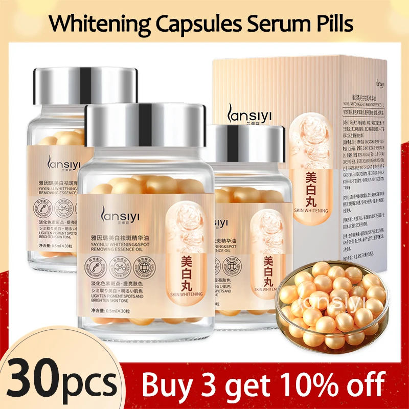 

30/90 Capsules Whitening Serum Pills Anti Aging Remove Dark Spots Pigment Essence Jojoba Oil Skin Barrier Repair with Free Tool