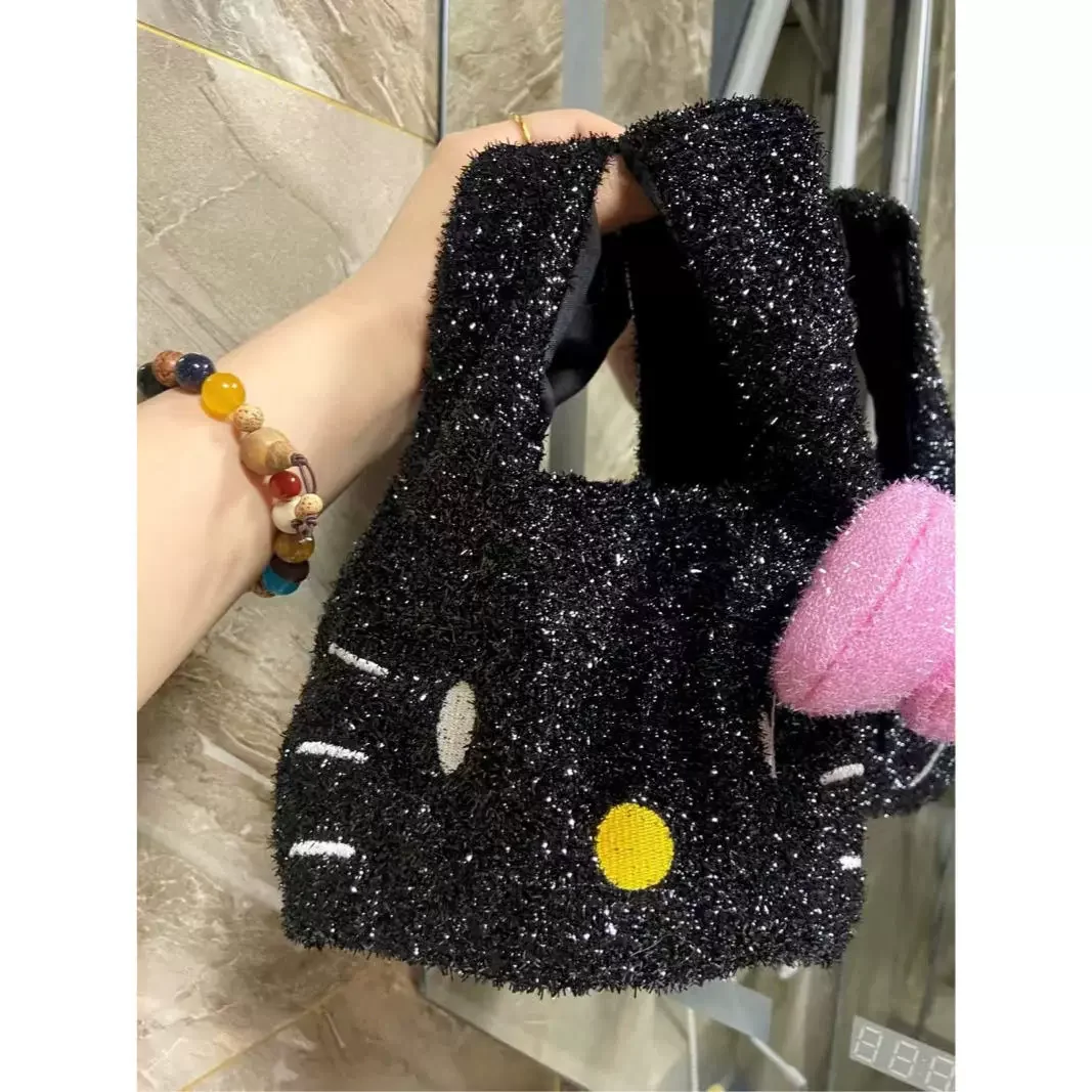 Kawaii Hello Kitty 50th Anniversary Clutch Bag Sanrio Cartoon Soft Portable Cosmetic Bag Girl Fashion Trend Coin Purse Gifts