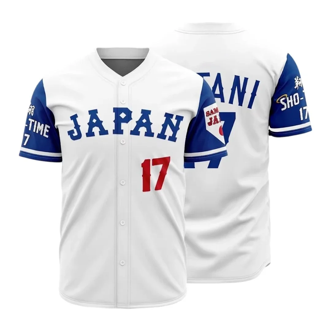 #17 Japanese 90S Hip Hop Button-up Baseball Jersey Sublimation 3D Print Men Women Casual Sports Quick-drying Full-button T-shirt