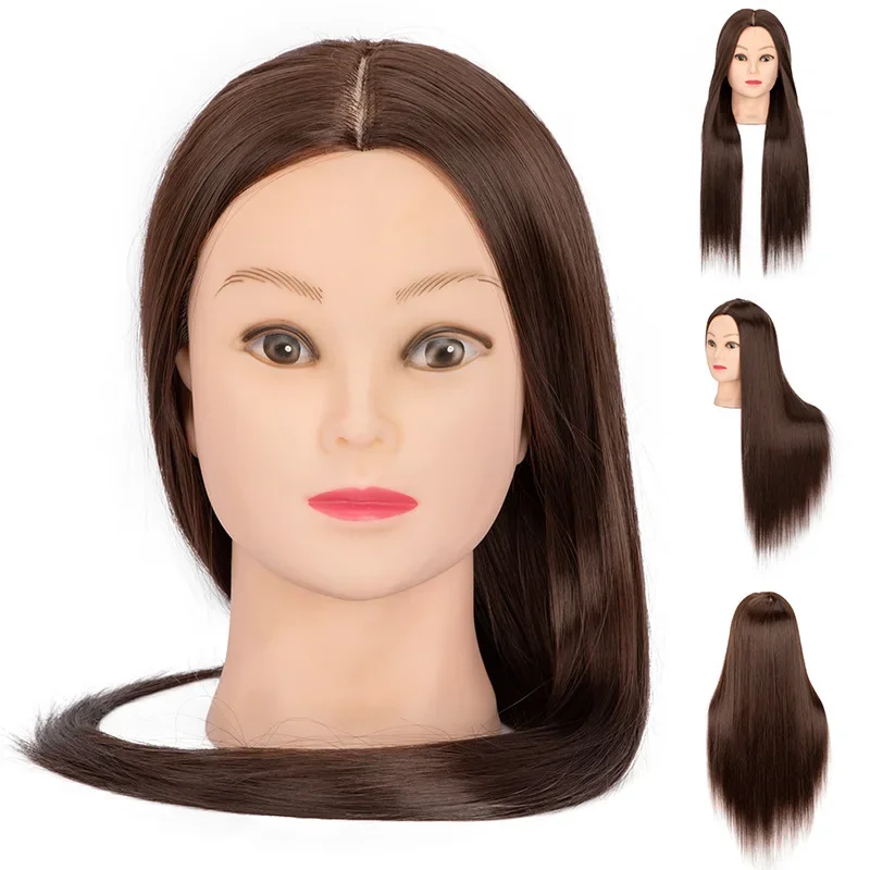 Straight Hair Hairdressing Training Mannequins Head For Makeup 60cm Hair braiding Practice Salon Head Hairdresser Styling Tools