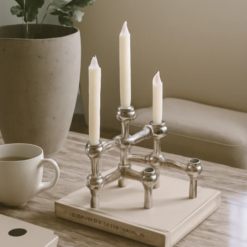

Stackable Stainless Steel Candle Holders Nordic Retro Home Decor Modern Minimalist Tabletop Centerpiece Stand for Living Room