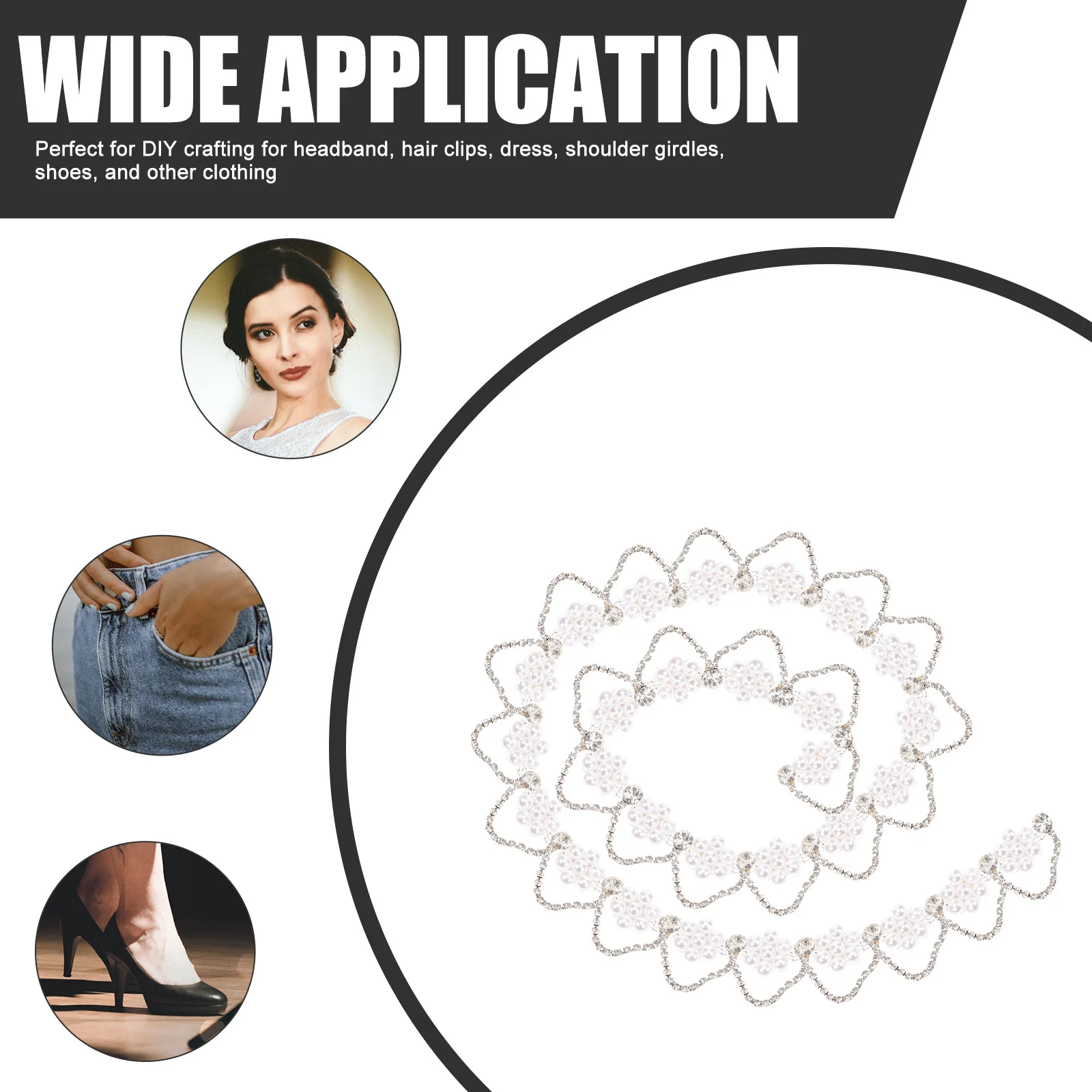 

1 String Pearls Rhinestone Chain Trim Easy DIY Hair Accessories Dress Embellishment Rhinestone Trim Chain for Clothing Decor