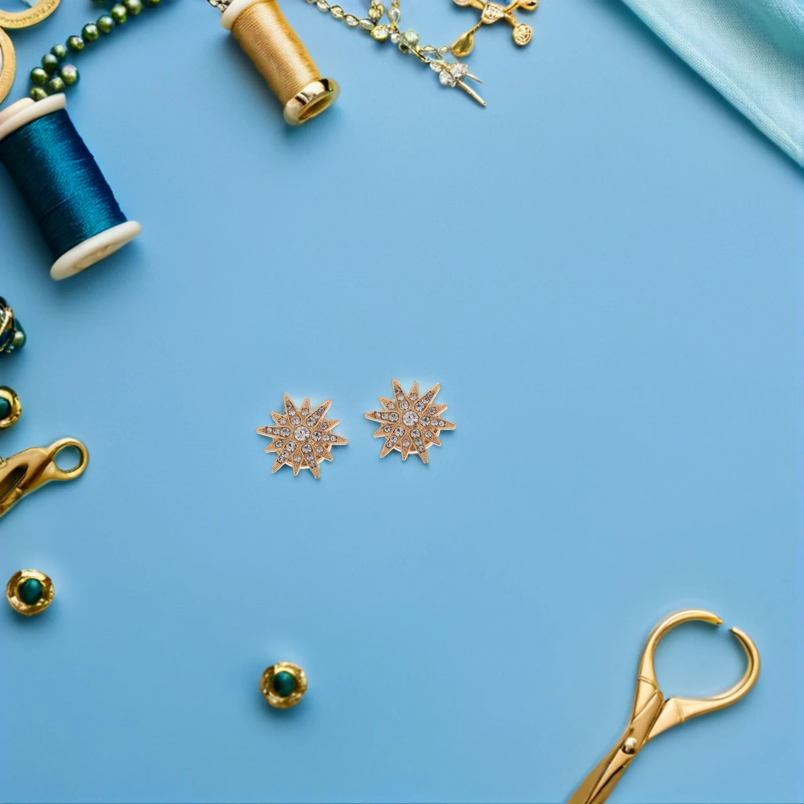 

1 Pair Rhinestone Button Covers Elegant Star Shape Sparkly Shirt Collar Accessories Clip-On Embellishments Glitter Metal