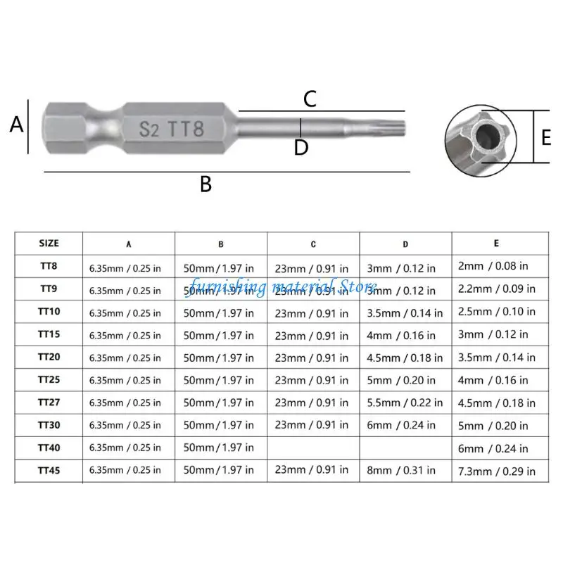 Y5GD 10 ชิ้น 50 มิลลิเมตรความปลอดภัย Blossom ชุดบิต 1/4 นิ้ว Shank Bit
