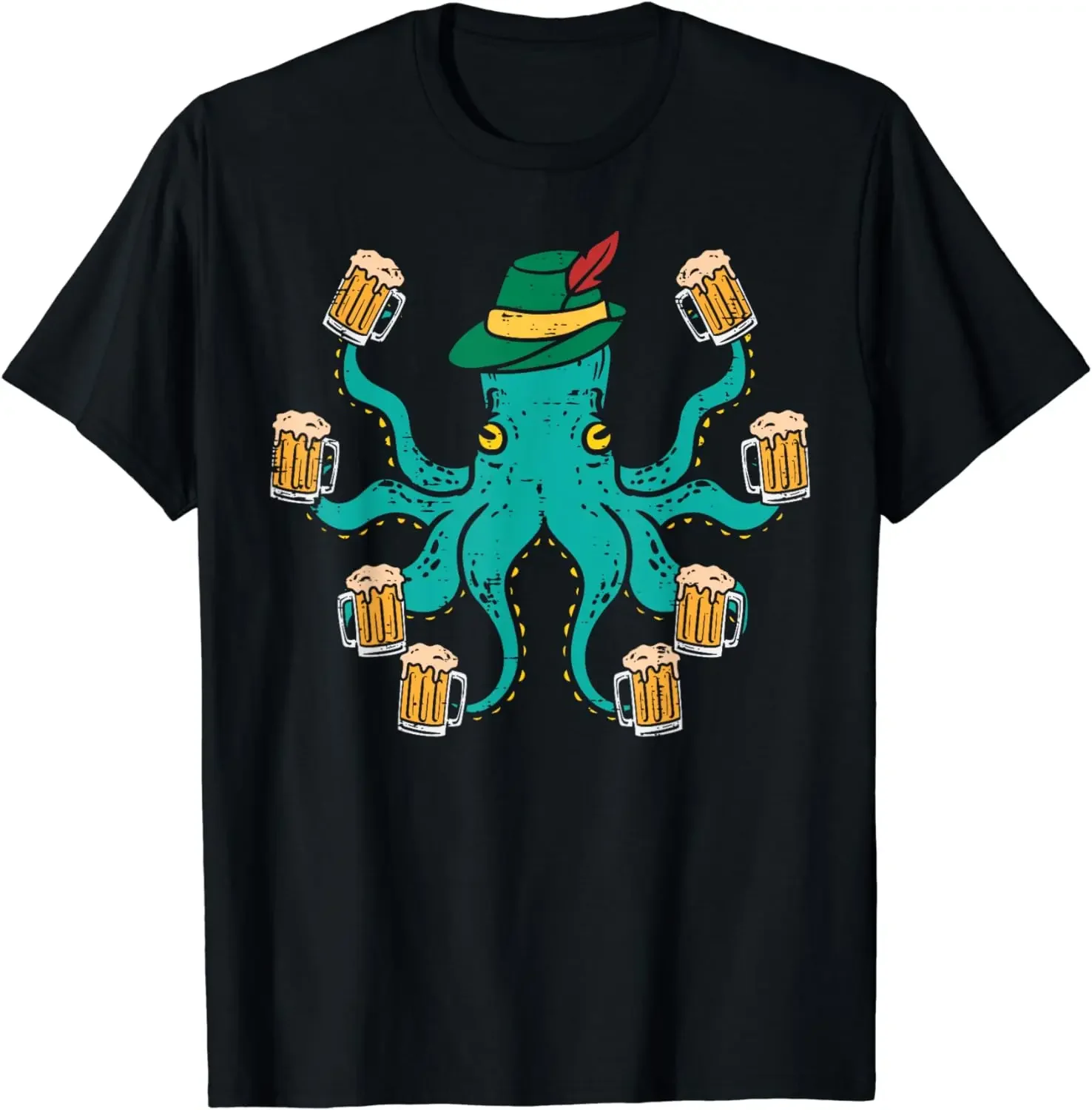 German Octopus Drinking Beers Funny Bavarian Festival Men Women T-Shirt for Men Women Cotton Clothing