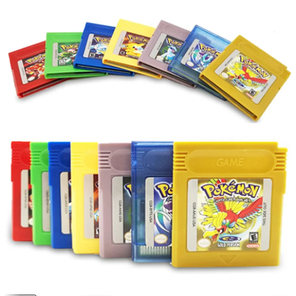 Pokemon Series Version 16 Bit GBC Game Cassette Classic Green Crystal Silver for GBC Video Game Collect Colorful English Version