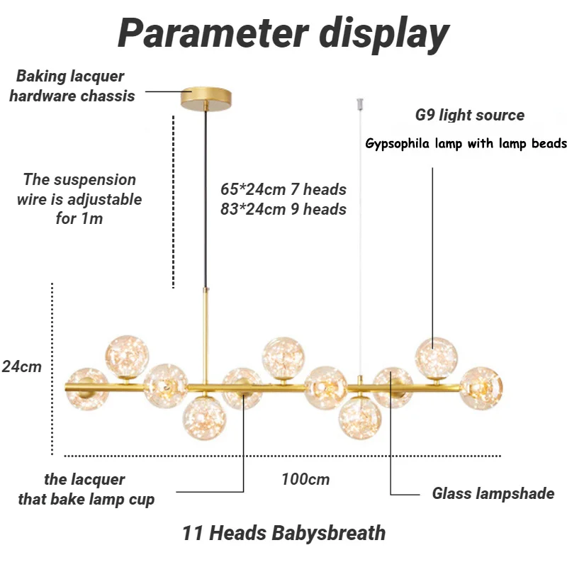 Modern Long Sala De Jantar Lustres Bola De Vidro Abajur Luz Sobre A Mesa Cozinha Escritório Lâmpada Pingente Home Decor Luminárias