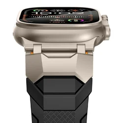 Rubber Sports Band for Apple Watch Ultra 3/2 49mm Titanium Color Sports Bracelet for iWatch Series 11 10 46mm 9 8 7 6 se 44 45mm