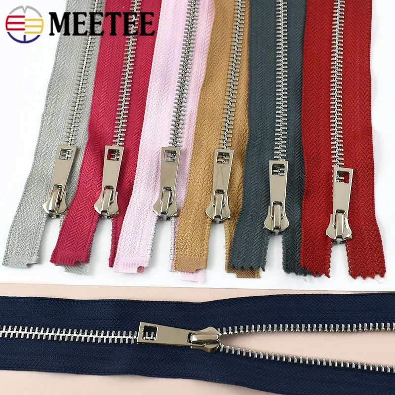 2/5Pcs Meetee 5# Metal Sewing Zippers 15-80cm Close/Open-End Zips Clothes Jeans Bag Decor Closure