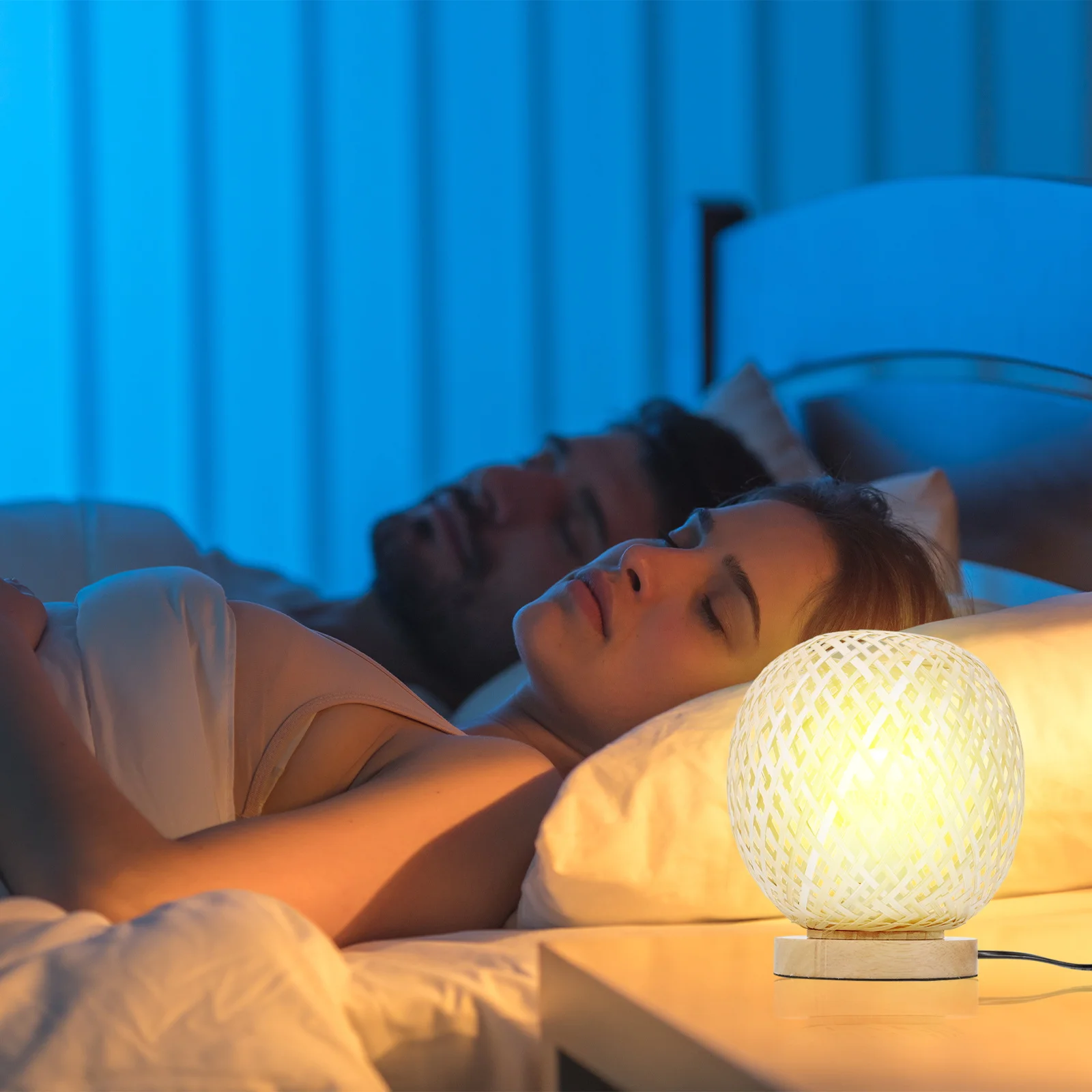 

Bamboo Woven Lamp Japanese Style Bedside Light Vintage Bamboo Woven Light Beige Lighting Supply Small Night Decor