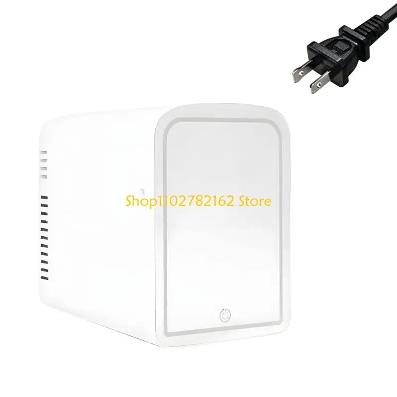 

547B 4L Capacity Cosmetic Refrigerator Mini Fridge Cooling Heating Function LED Light Makeup Mirror for Various Uses