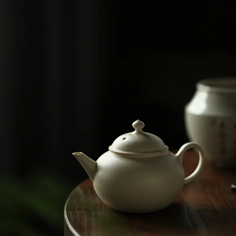 Antique Handmade Grass Ash Soda Tea Brewing Pot Side Pot Single Ceramic Pot Kung Fu Tea Set Tea Making Device Zen Japanese Style