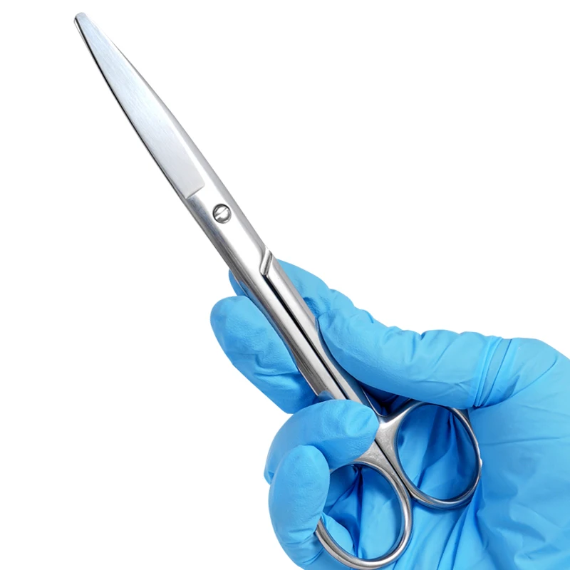 

1 шт., стоматологические хирургические ножницы из нержавеющей стали, прямой/изогнутый наконечник, медицинские инструменты, ножницы, безопасный тупой наконечник, стоматологический инструмент