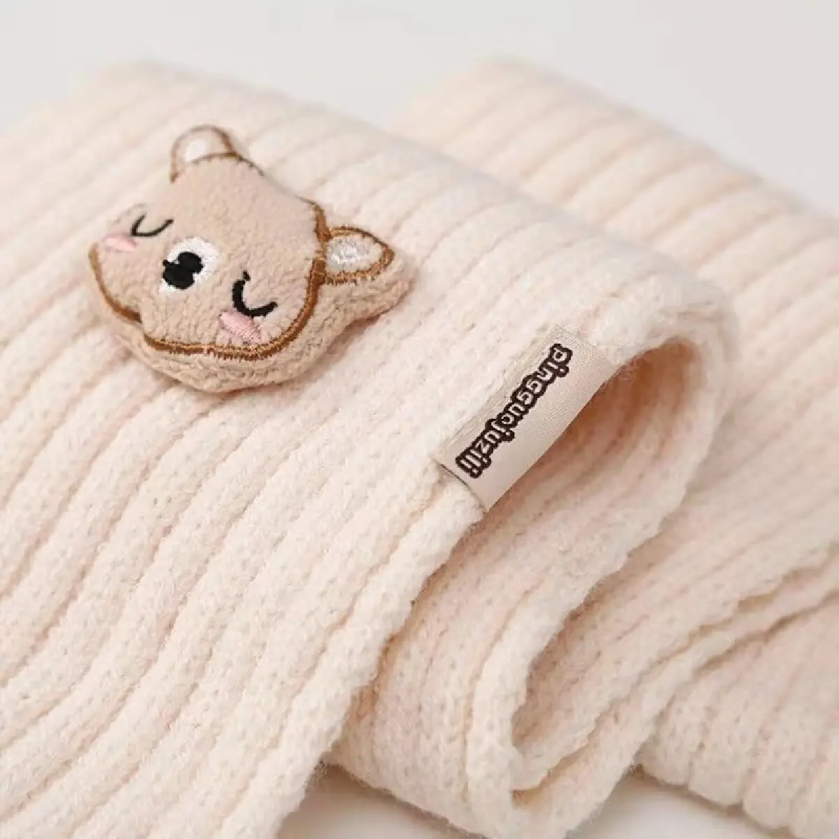 2 unids/set gorro para bebé bufanda lindo pompón invierno lana tejido gorro cálido niños niñas dibujos animados oso gorro de ganchillo bufandas